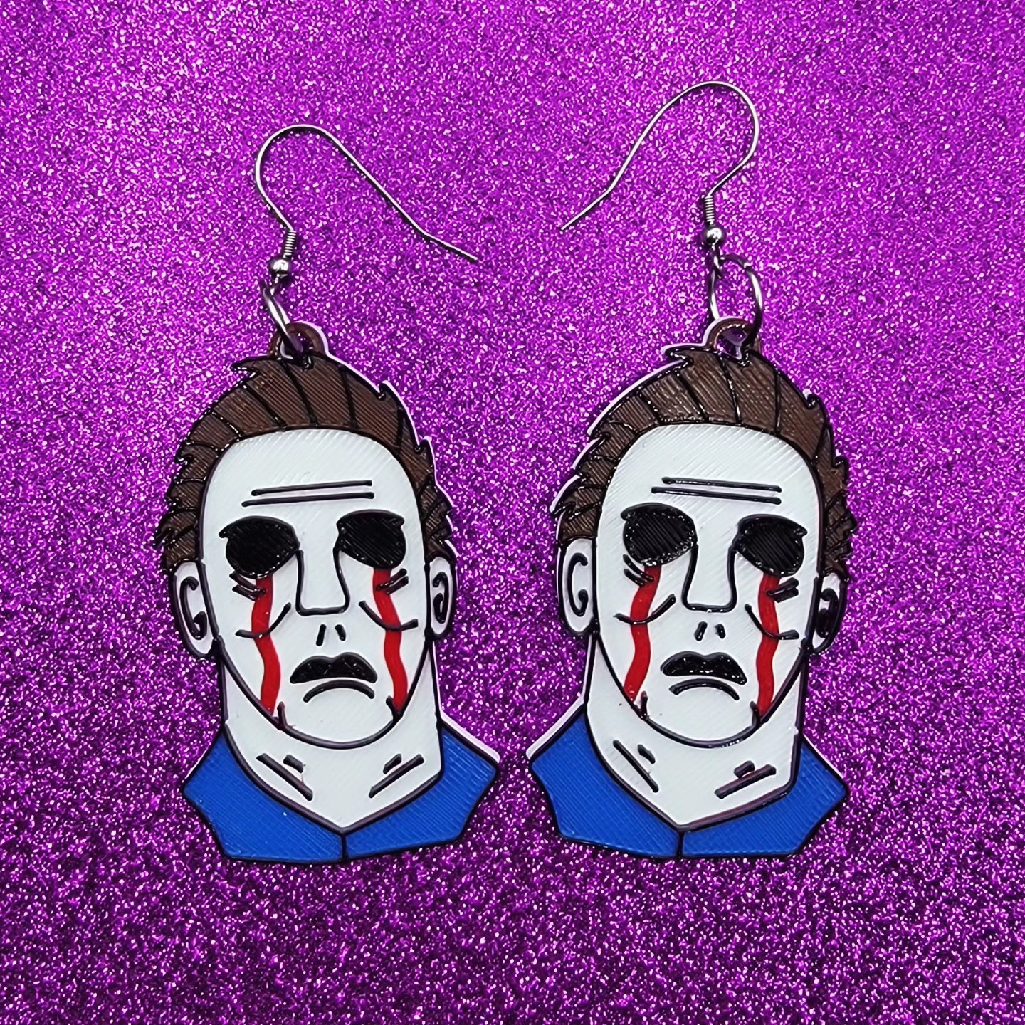 Michael Horror Movie Statement Earrings 3D Printed