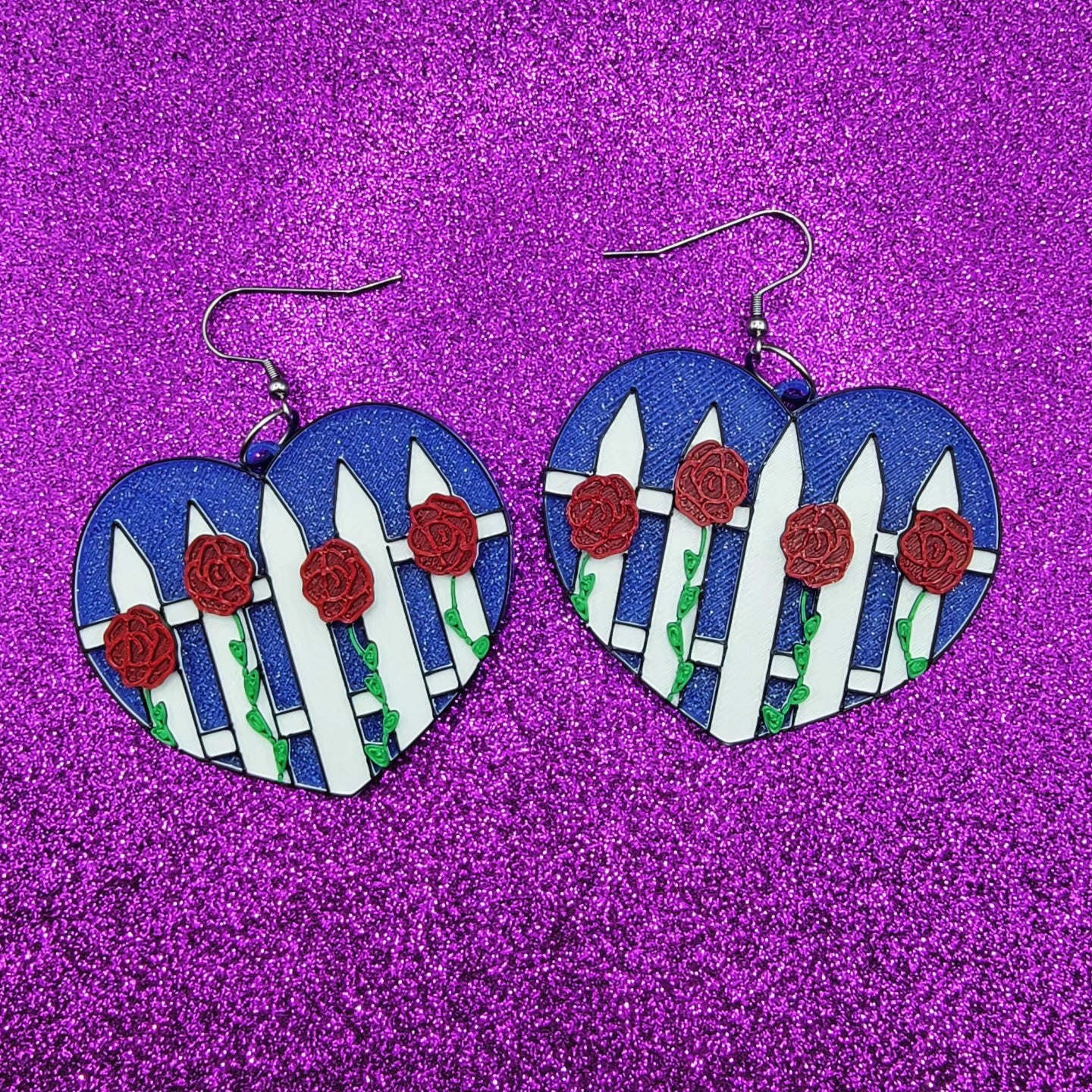 Blue Velvet Statement Earrings 3D Printed