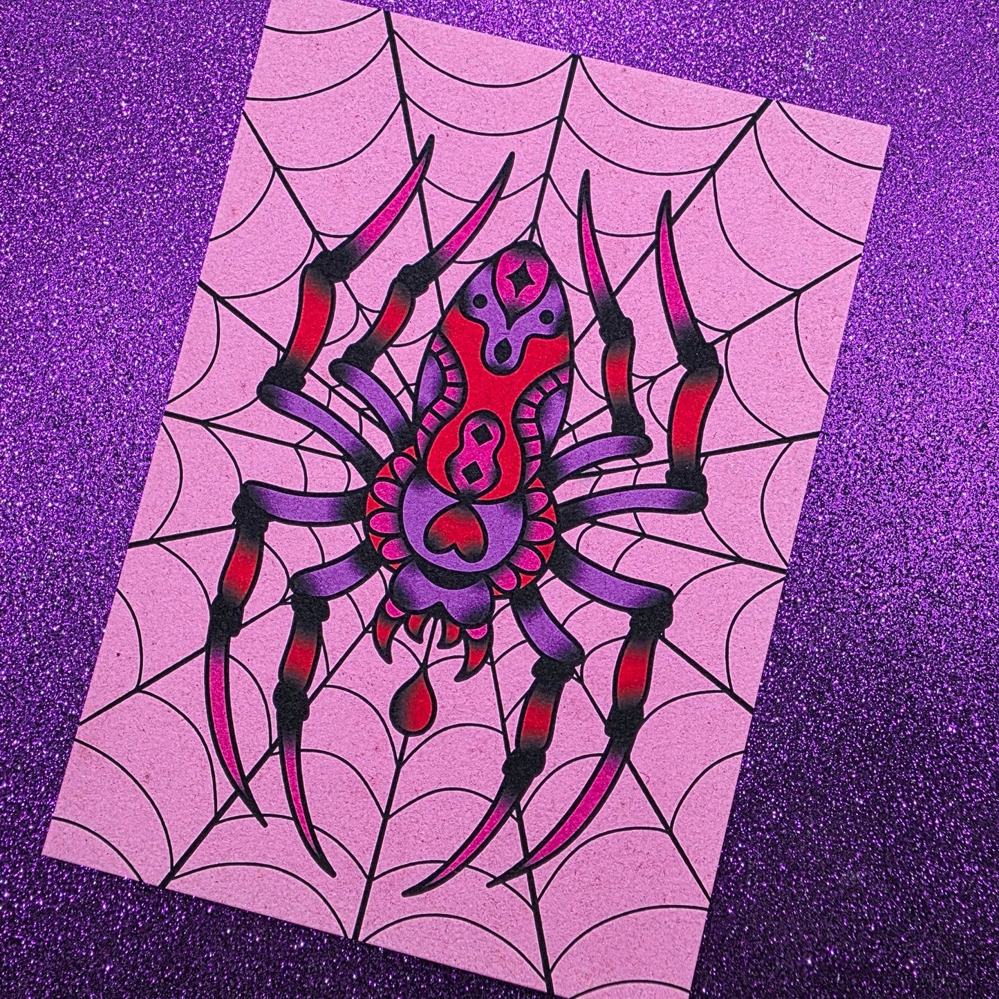 Pink Spider Art Print 5"x7"