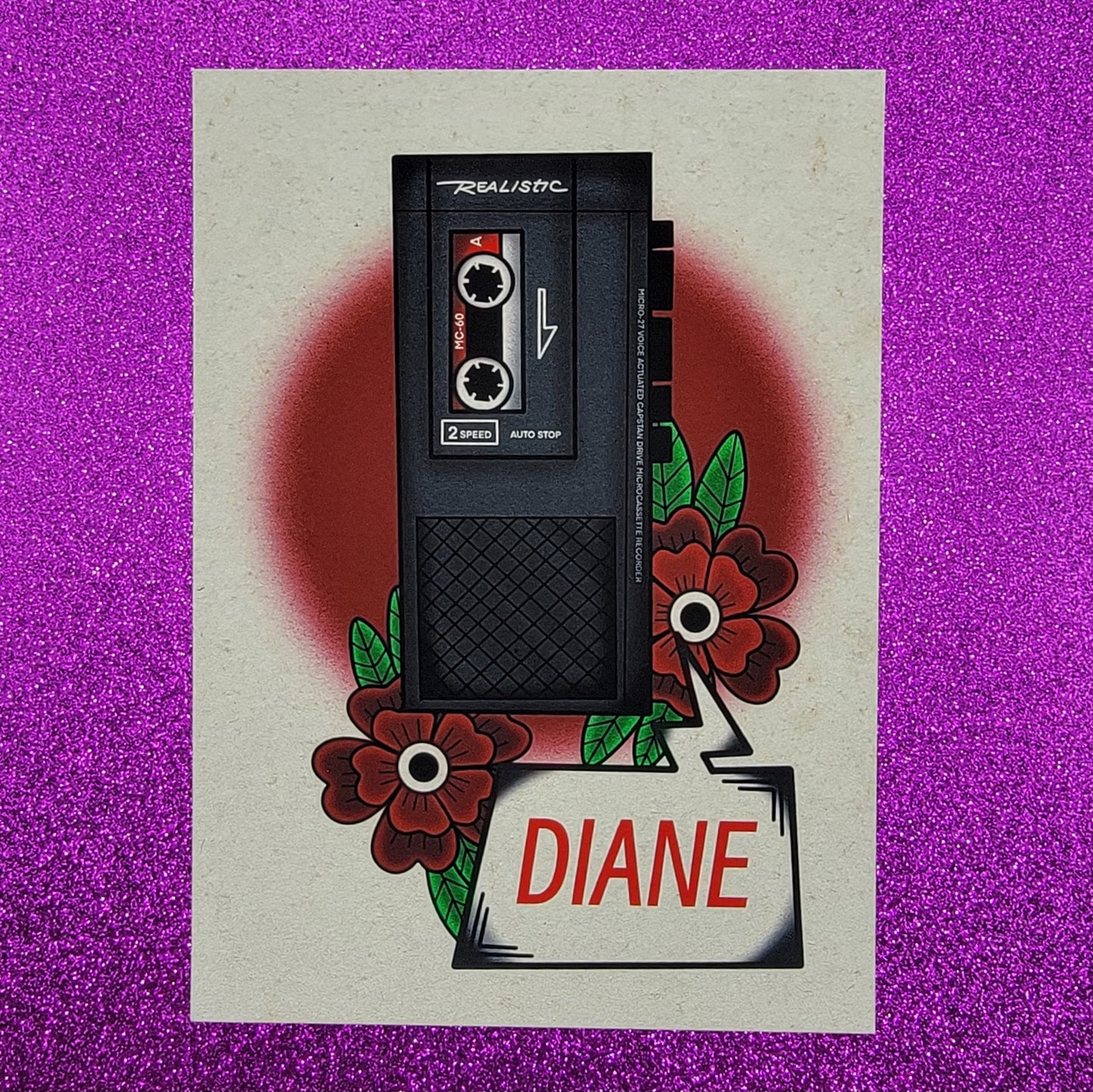 Diane Tape Recorder Twin Peaks Art Print 5"x7"