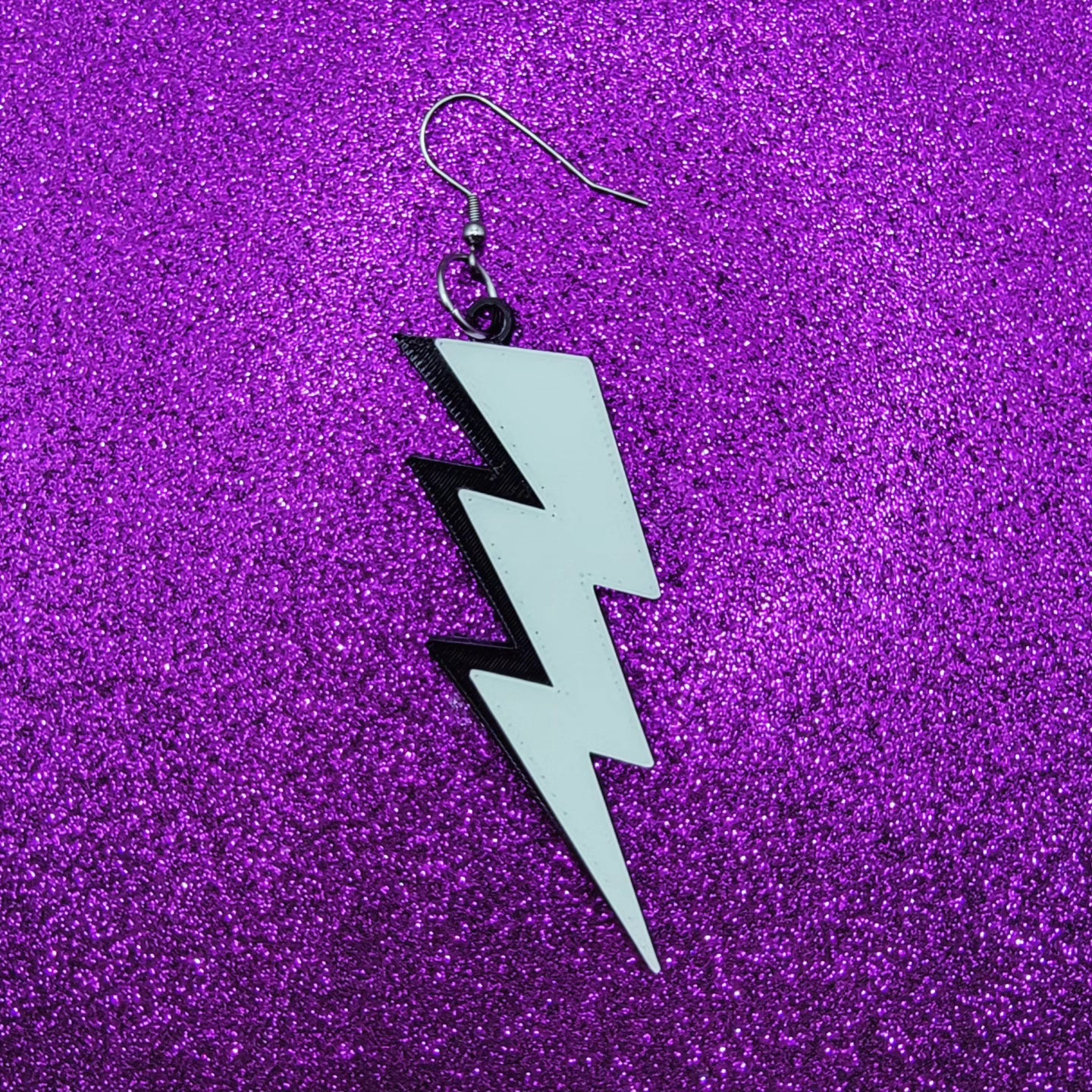 Glow In The Dark Bride Bolt Statement Earrings 3D Printed