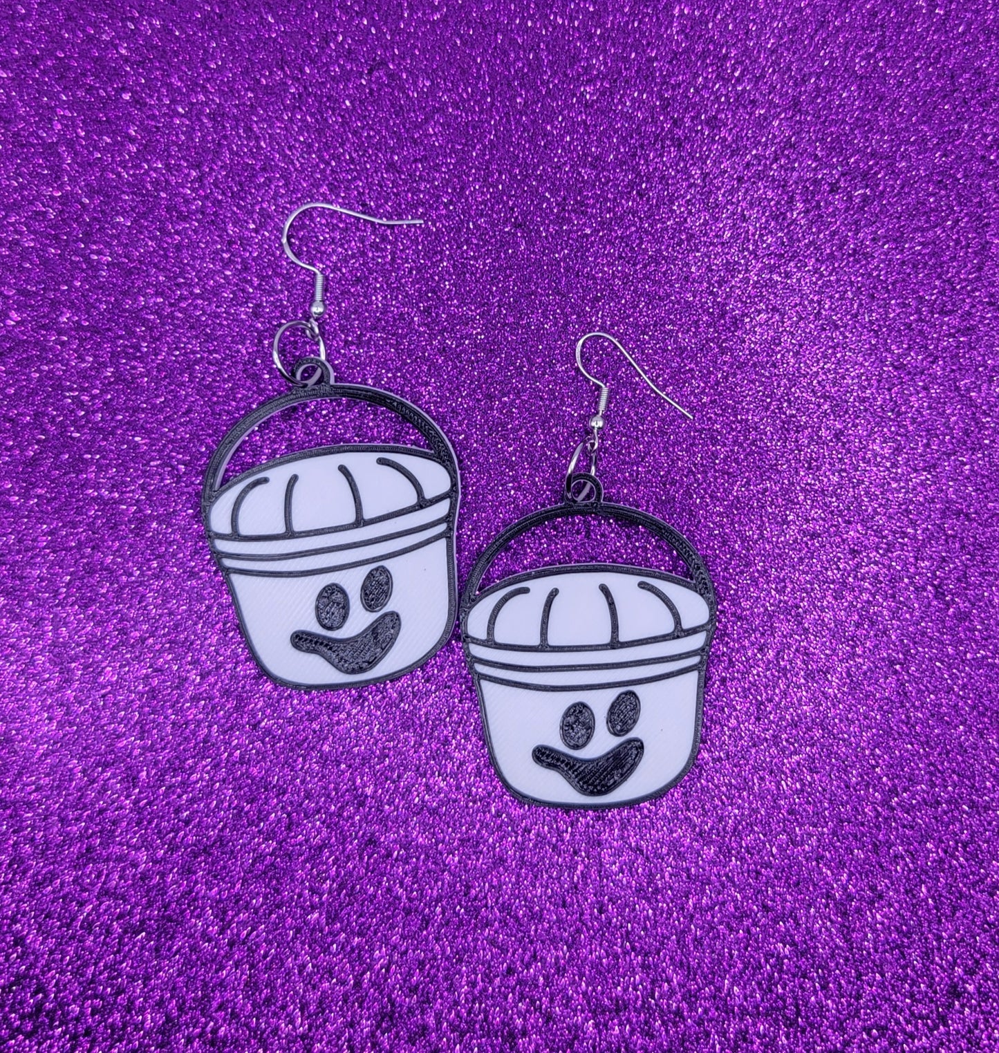 Ghost Bucket Halloween Statement Earrings 3D Printed