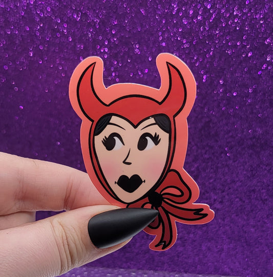Halloween Devil Girl Sticker 3"x2"