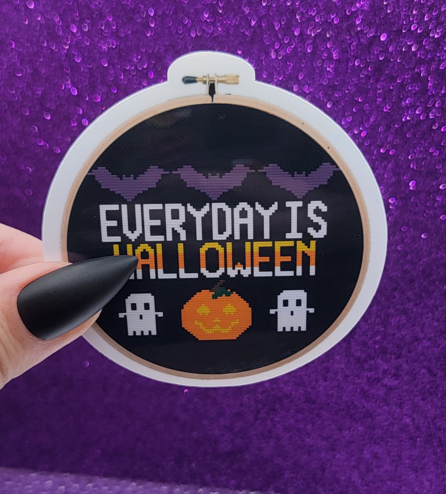 Everyday Is Halloween Cross Stitch Hoop Sticker 3"x3"