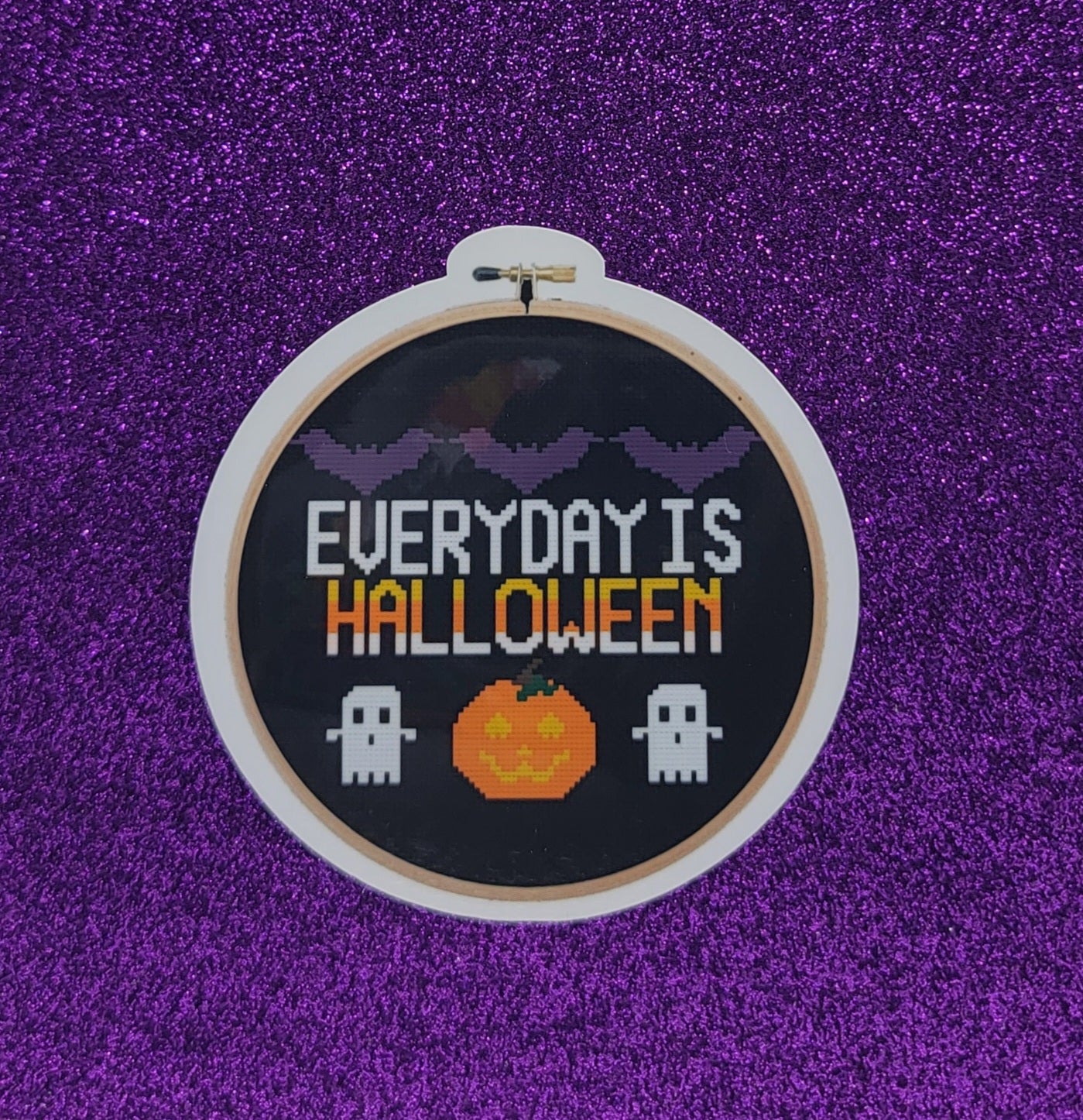 Everyday Is Halloween Cross Stitch Hoop Sticker 3"x3"