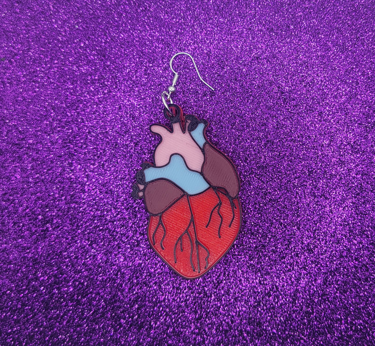 Anatomical Heart Earrings 3d Printed, Valentines Day, Valloween, Anti-Valentines, Edgy Earrings, Alternative Earrings