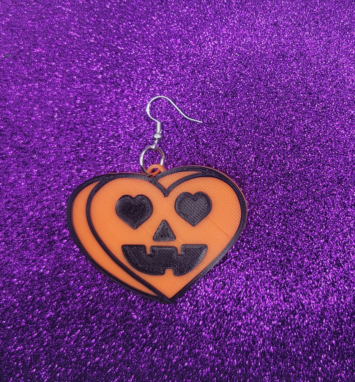Orange Pumpkin Candy Heart Earrings Spooky Valentines Day Valloween Goth