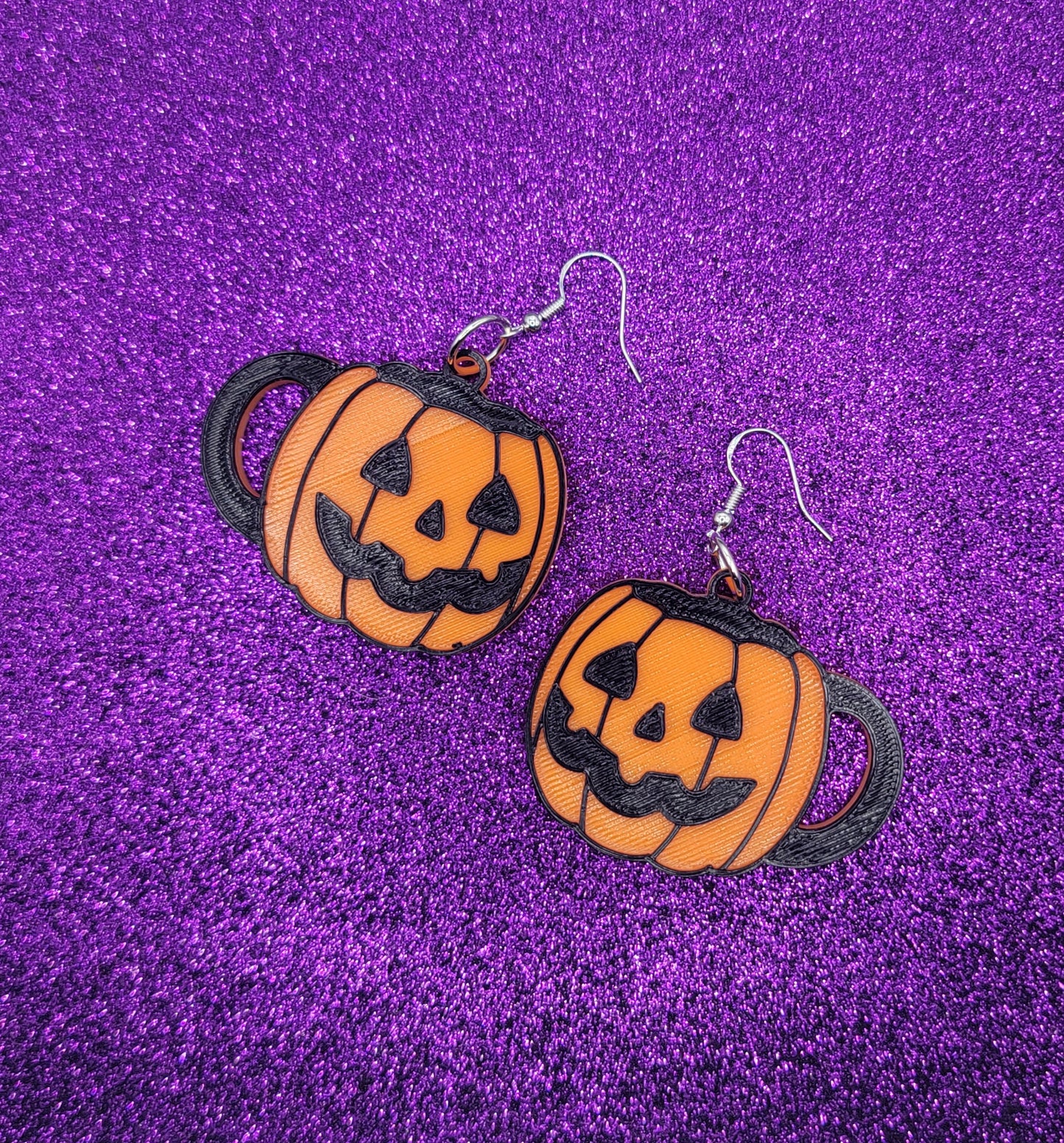 Halloween Pumpkin Coffee Mug Statement Earrings 3D Printed, Weird Earrings, Unique Earrings, Edgy Earrings, Alternative Earrings