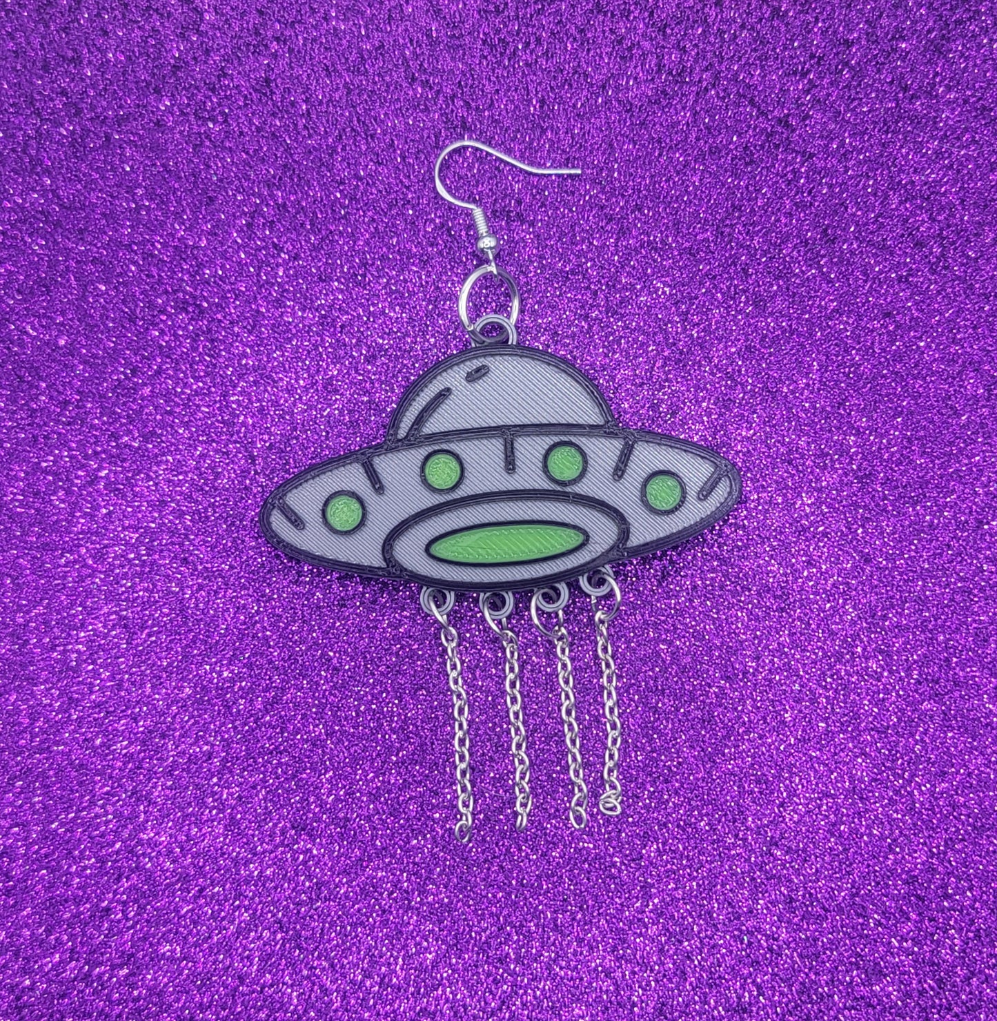UFO Alien Spaceship Earrings 3D Printed