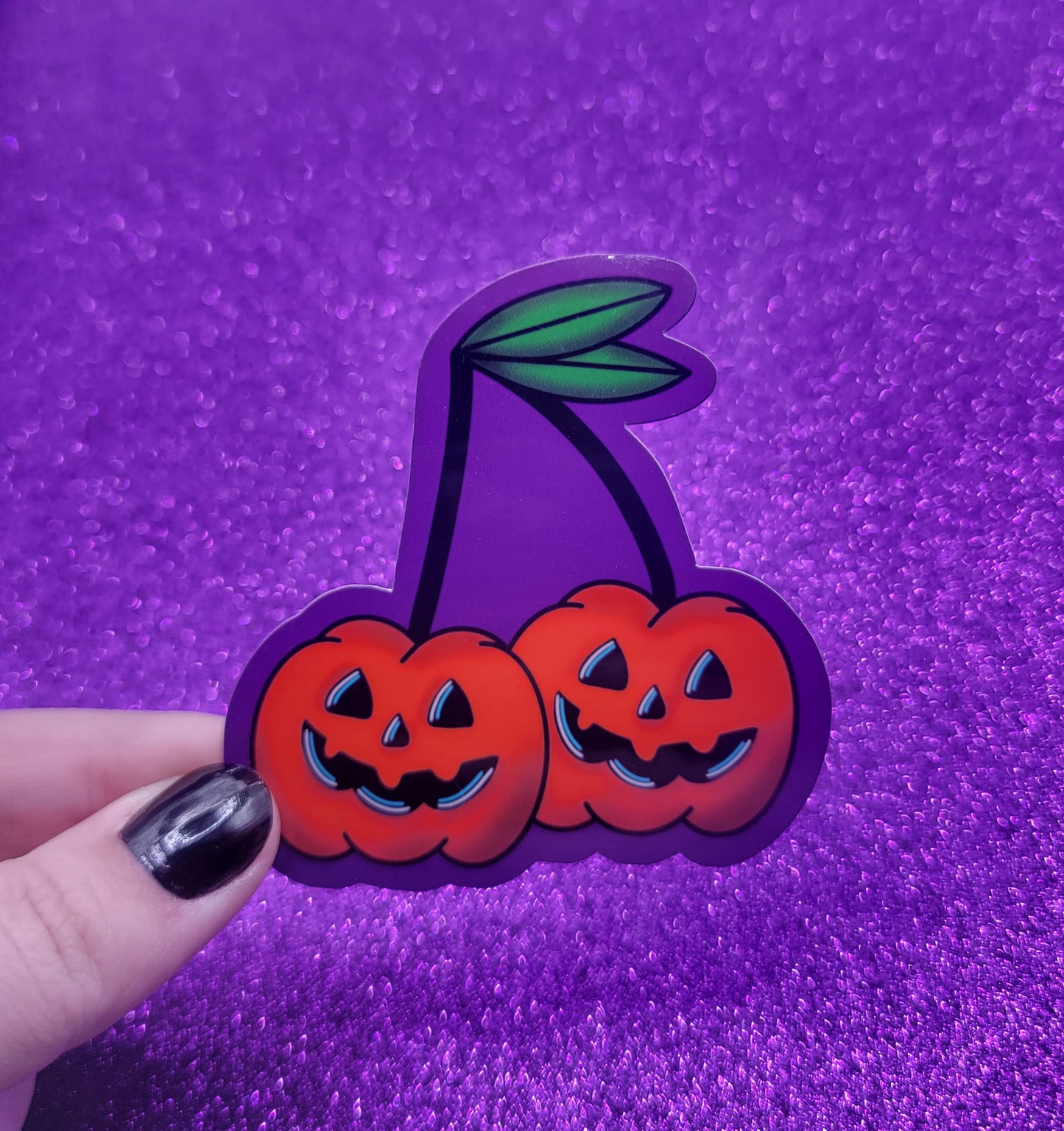 Pumpkin Cherries Halloween Sticker