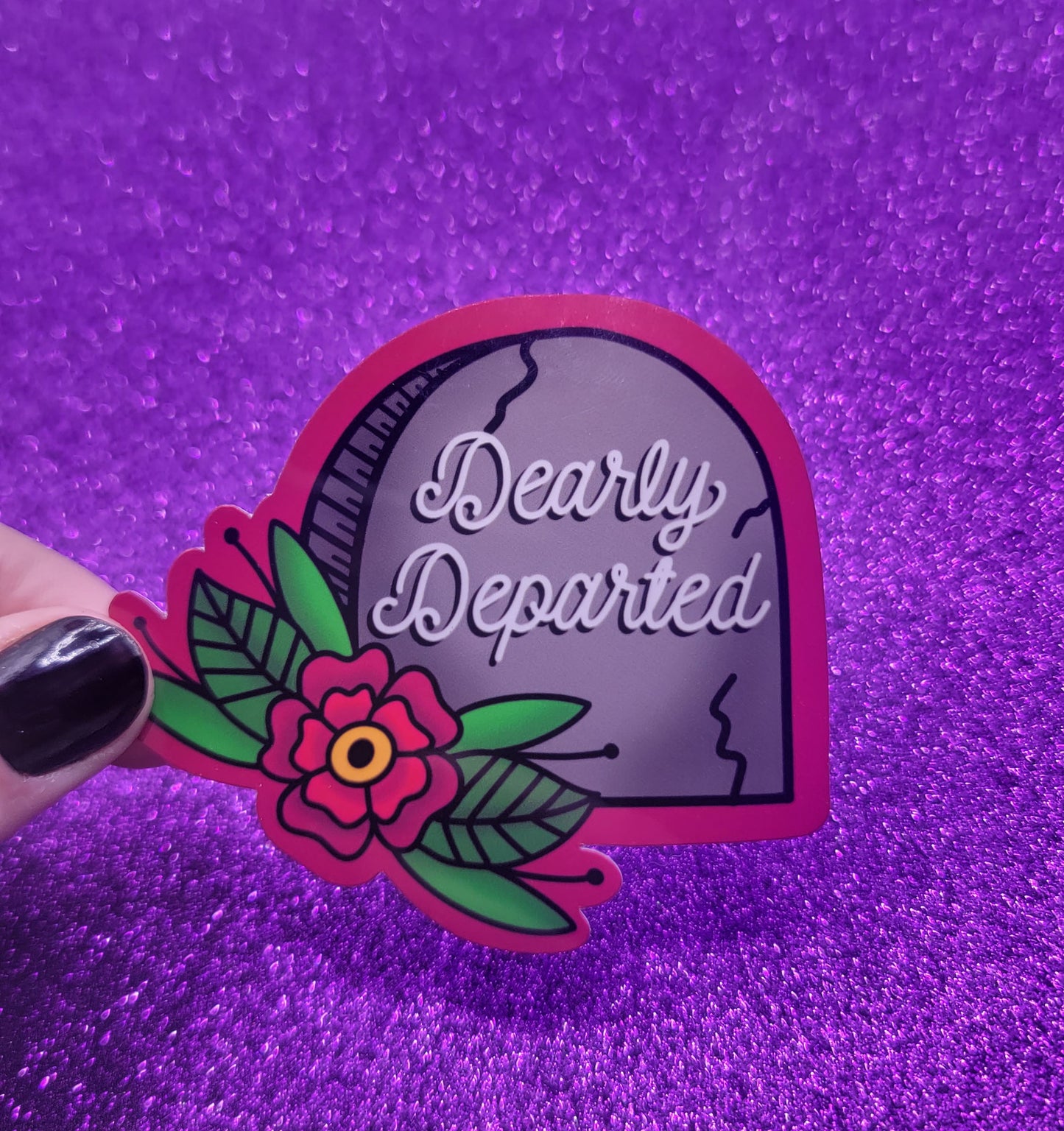 Dearly Departed Tombstone Gravestone Sticker