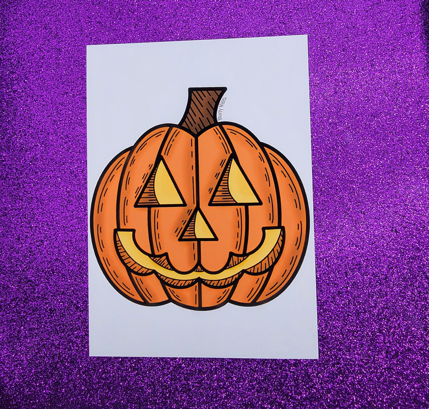 Jack O Lantern Pumpkin Halloween Art Print 5"x7"