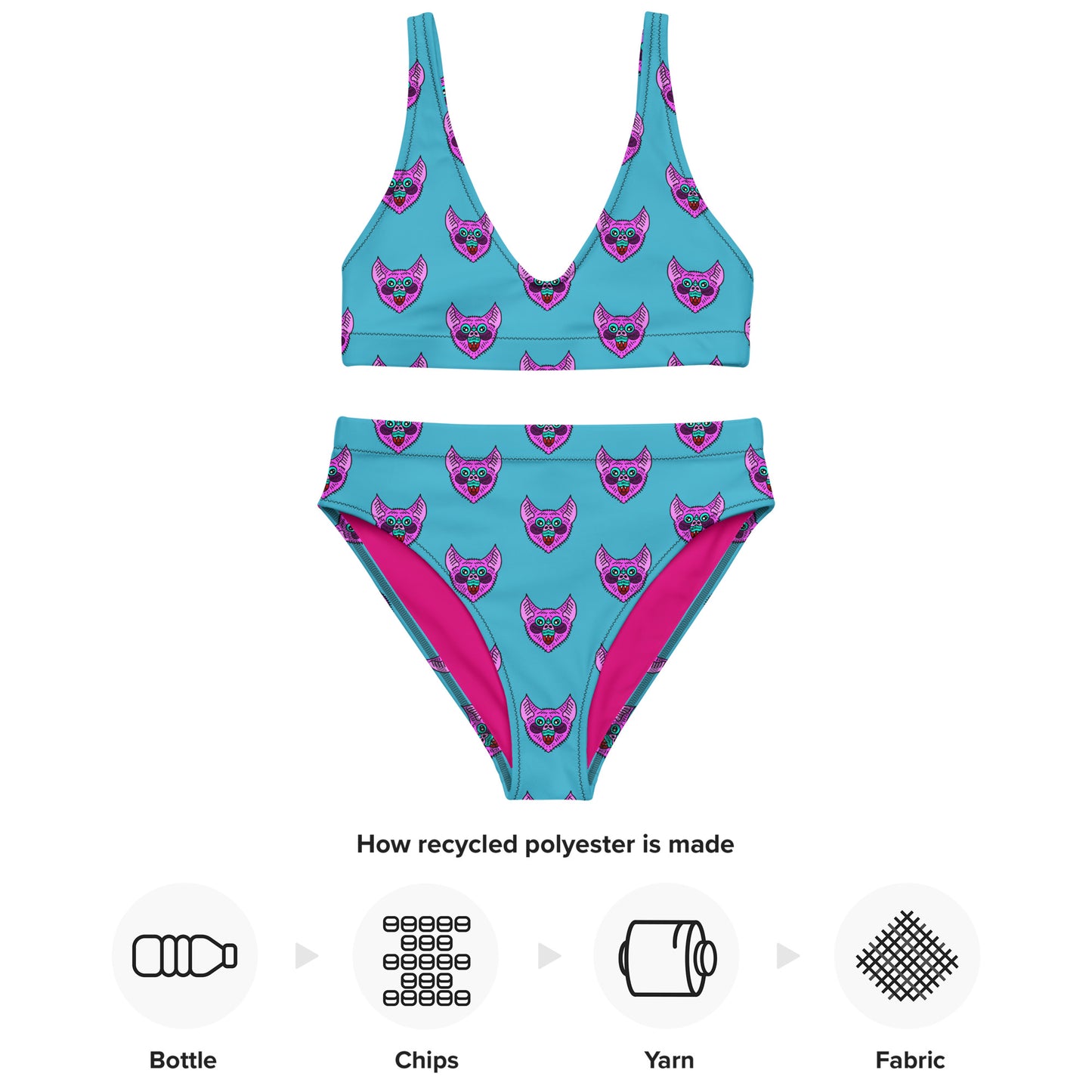 Pink Bat Padded Bikini Top