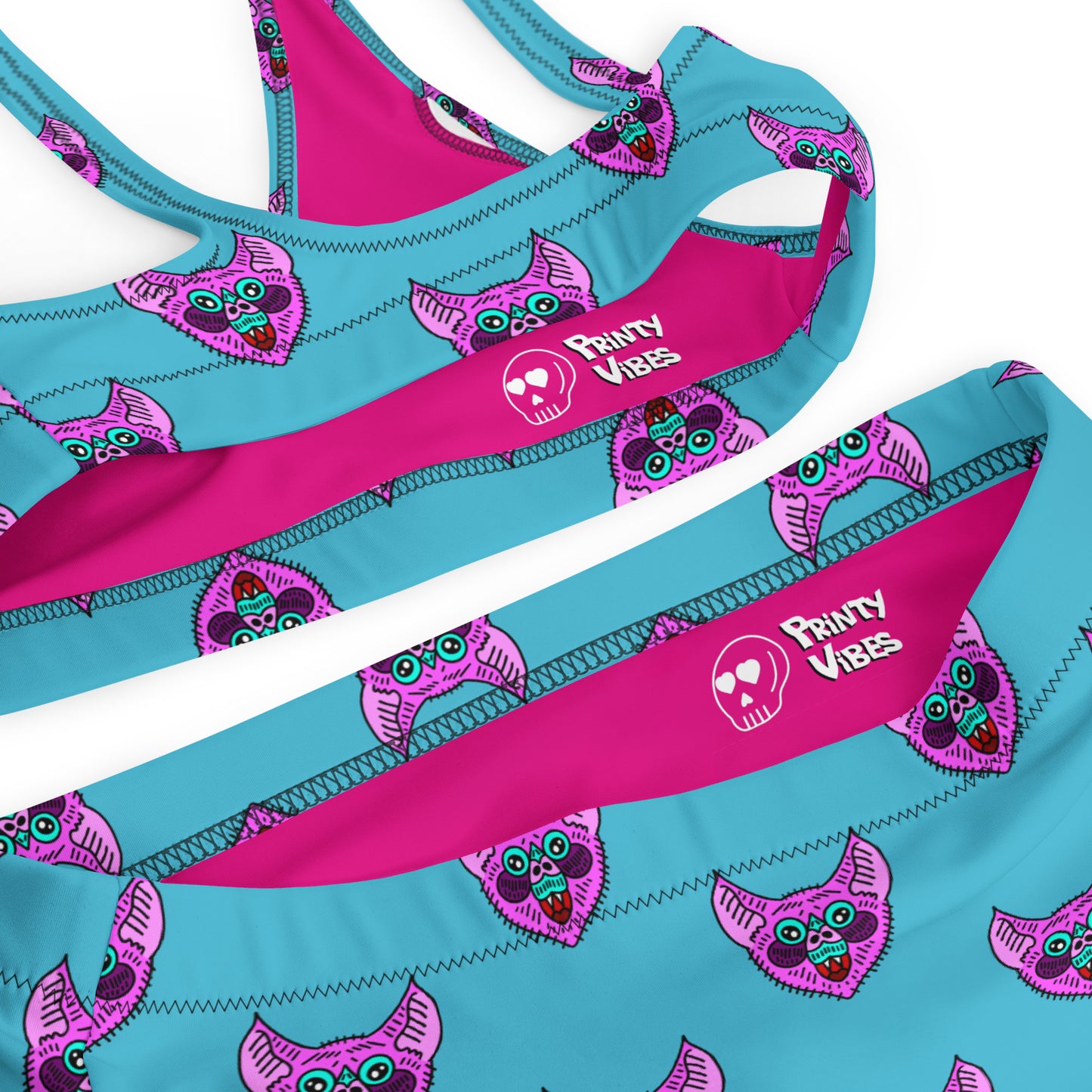 Pink Bat Padded Bikini Top
