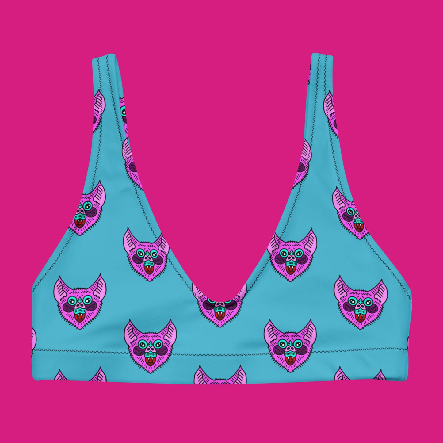Pink Bat Padded Bikini Top