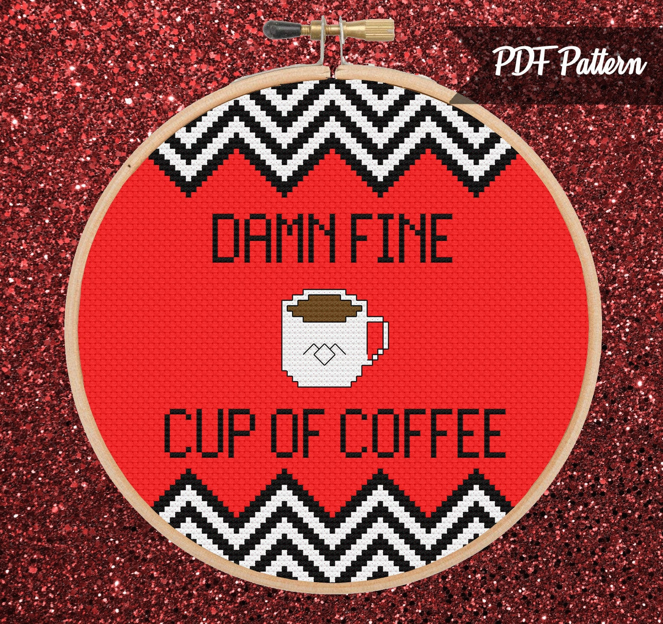 Damn Fine Cup Of Coffee Cross Stitch PDF Pattern - Instant Download