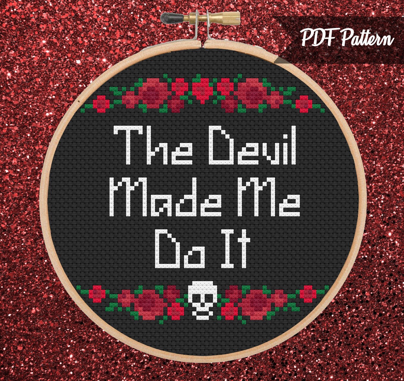 The Devil Made Me Do It Cross Stitch PDF Pattern - Instant Download