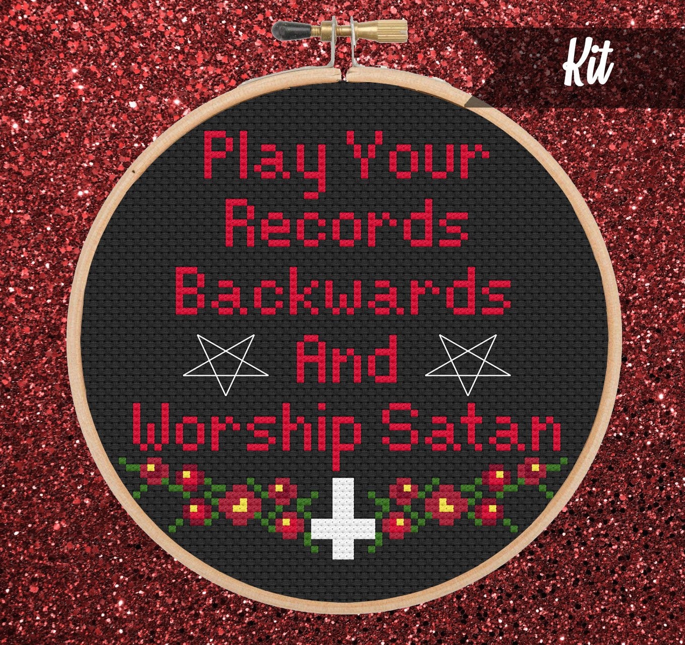 Worship Satan Cross Stitch Kit
