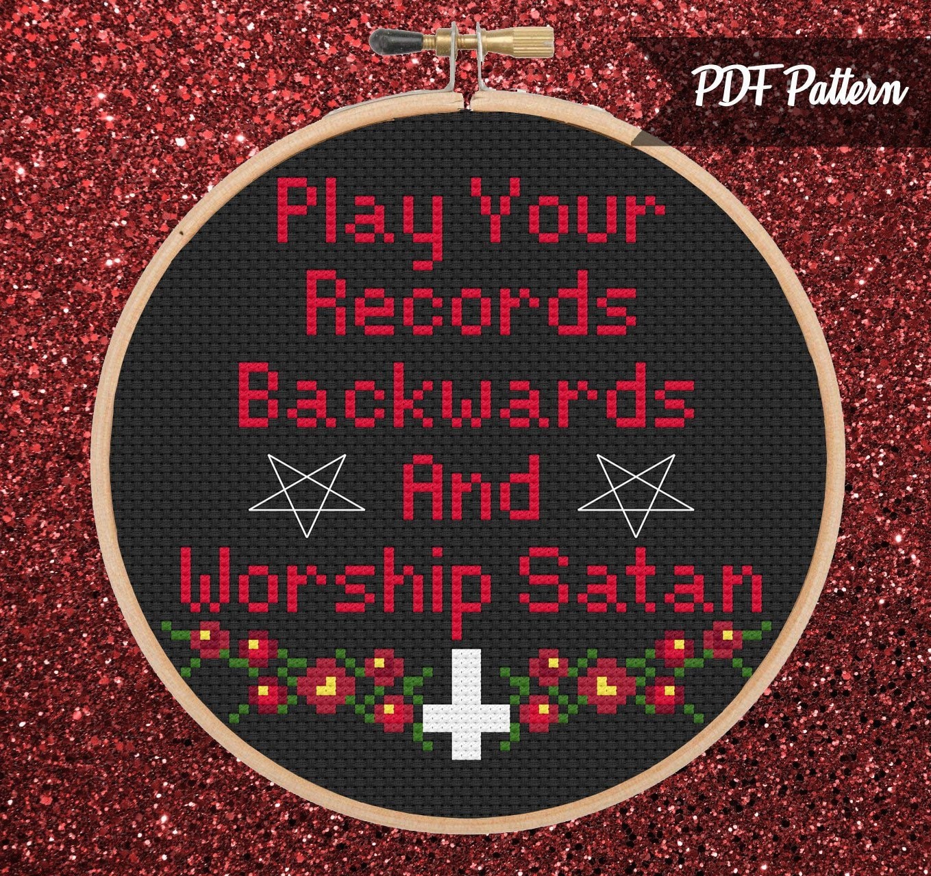 Worship Satan Cross Stitch PDF Pattern - Instant Download