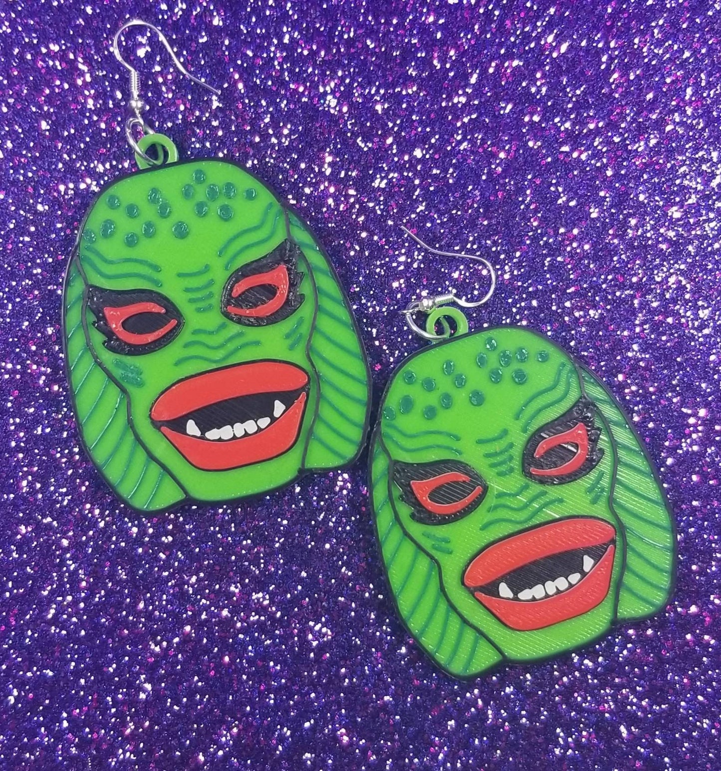 Creature Horror Statement Earrings 3D Printed