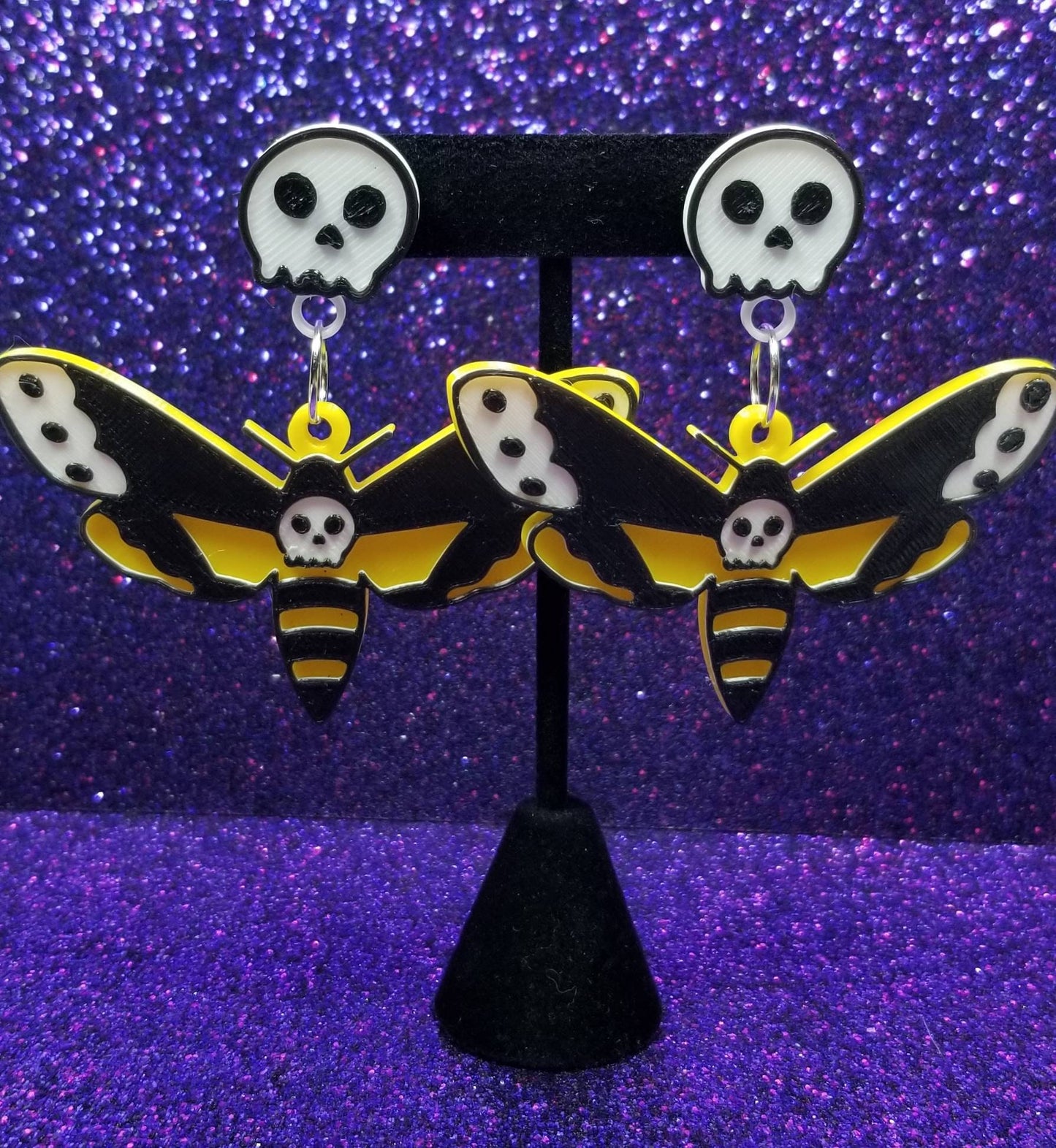 Death's Head Moth Statement Earrings 3D Printed