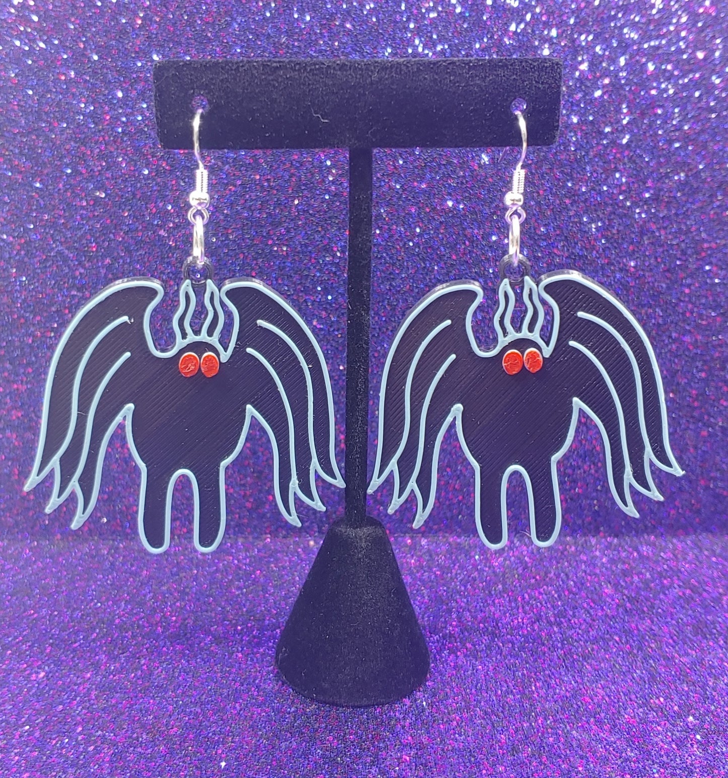 Mothman Cryptid Statement Earrings 3D Printed