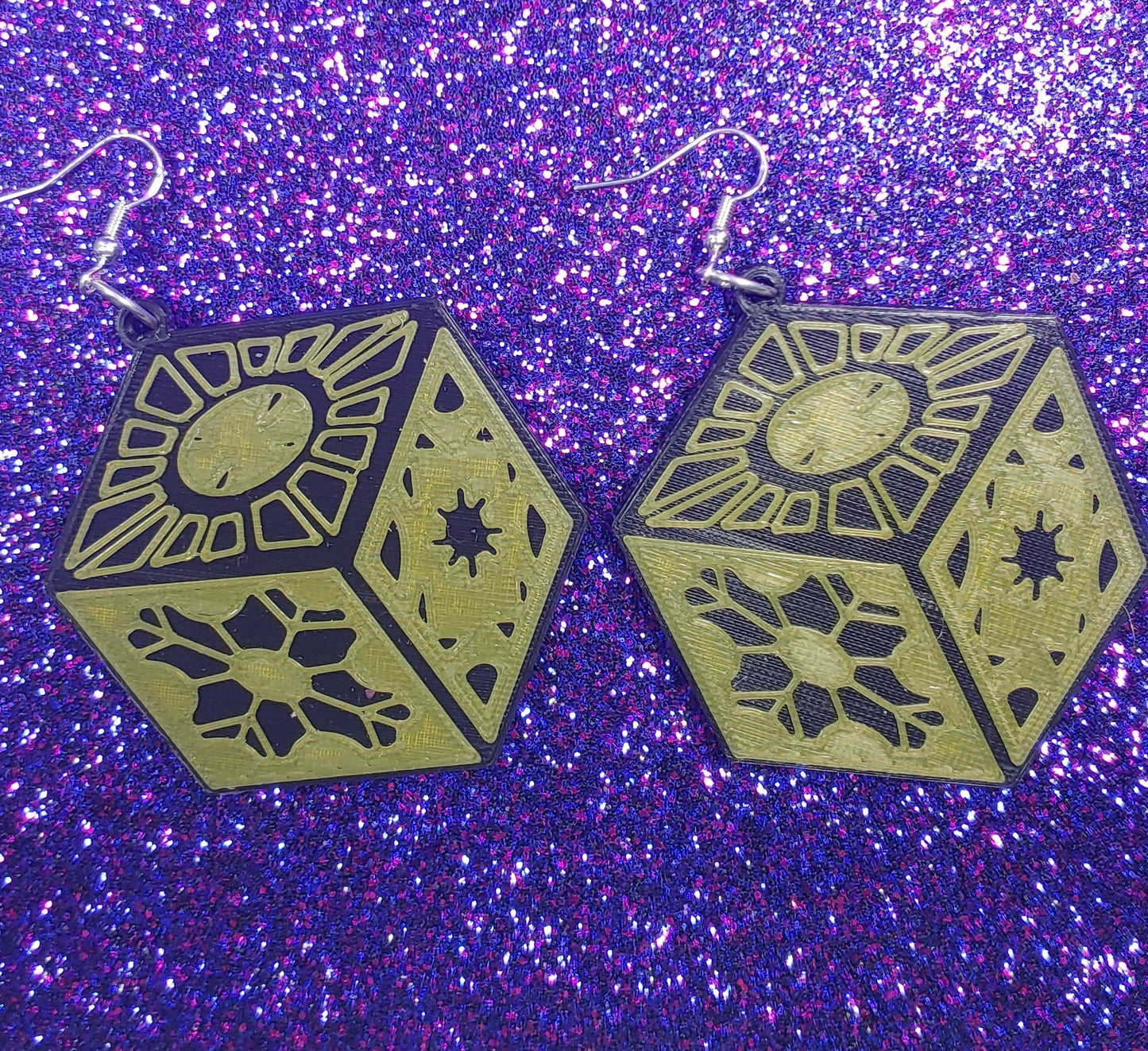 Puzzle Box Horror Movie Statement Earrings 3D Printed
