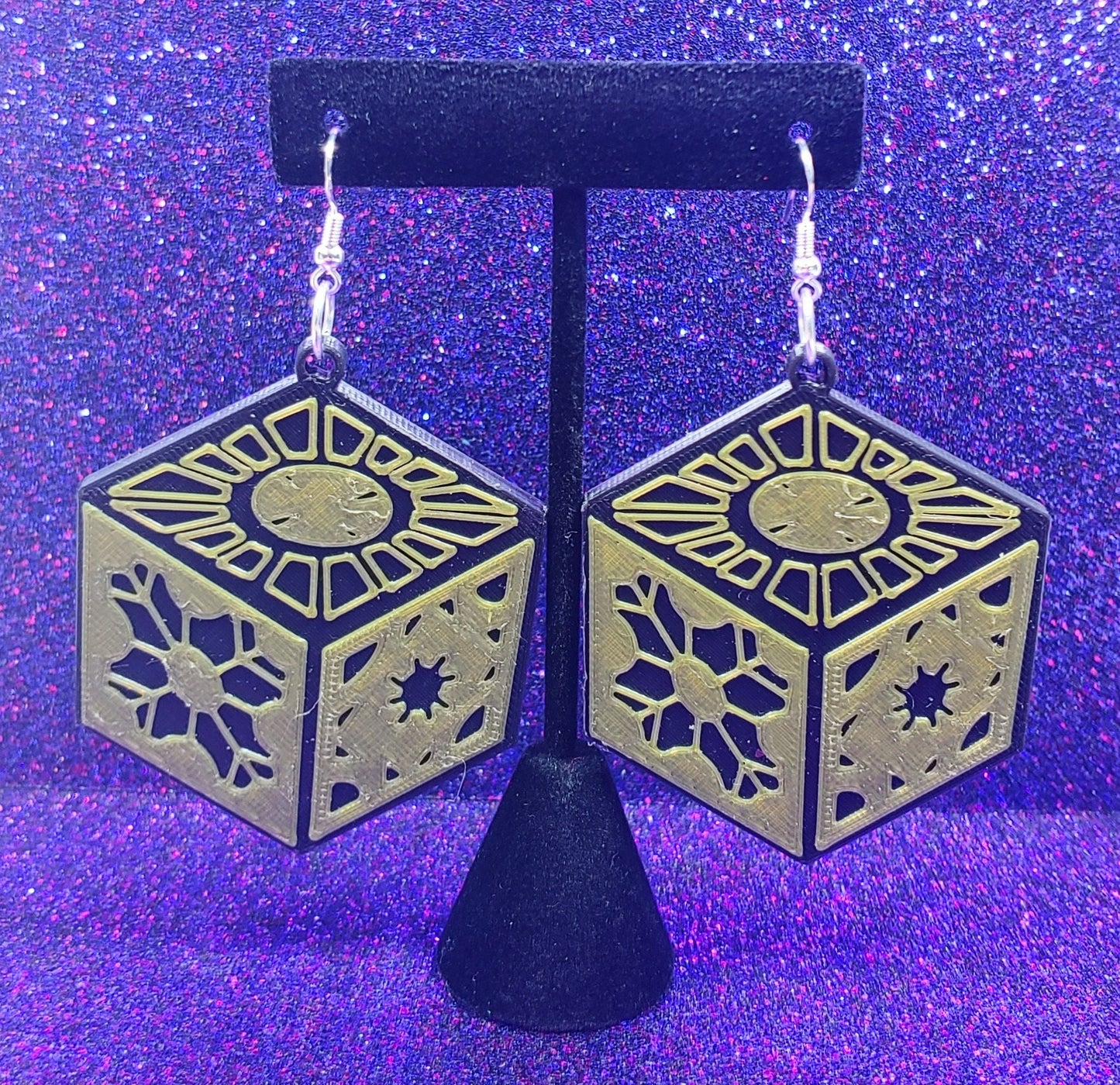 Puzzle Box Horror Movie Statement Earrings 3D Printed