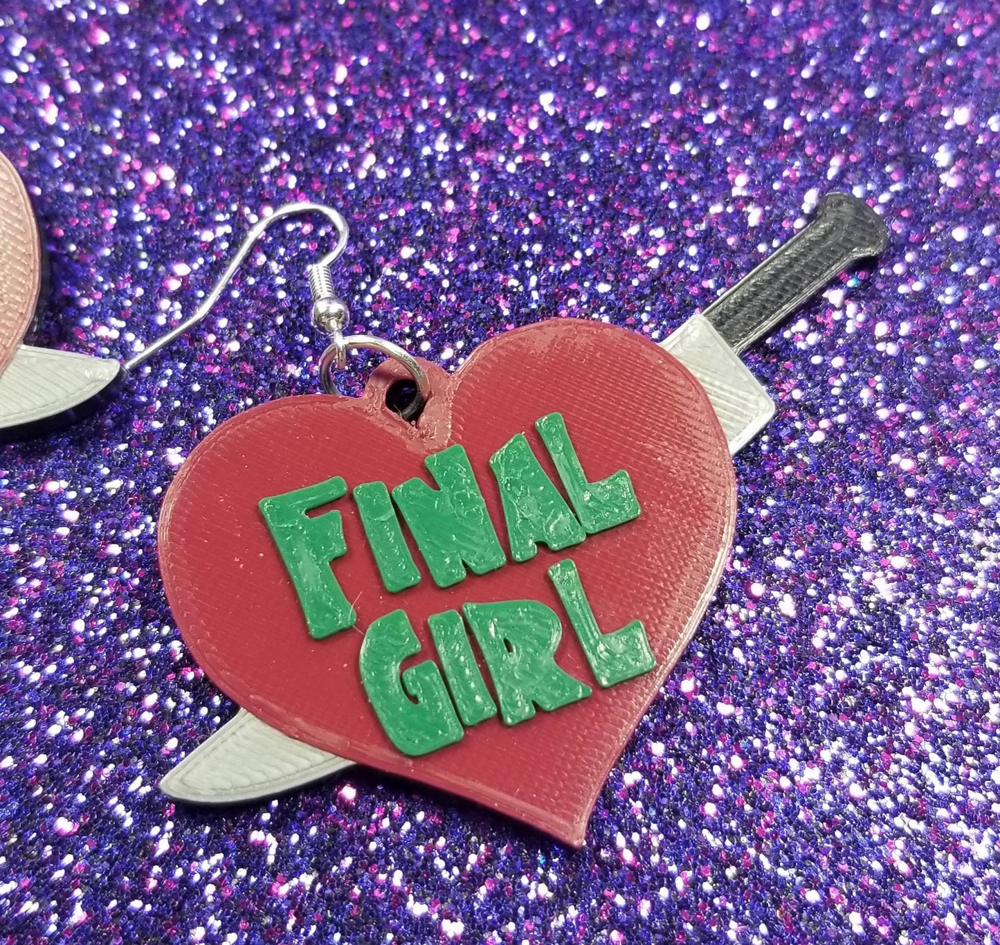 Final Girl Nightmare Horror Movie Statement Earrings 3D Printed