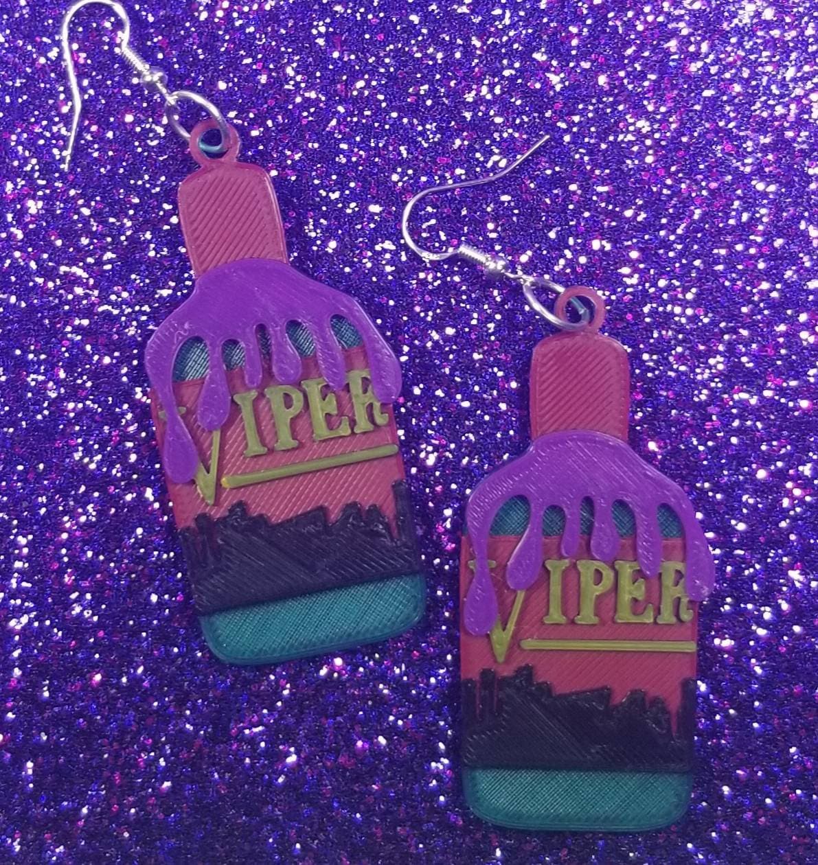 Viper Bottle Horror Movie Statement Earrings 3D Printed