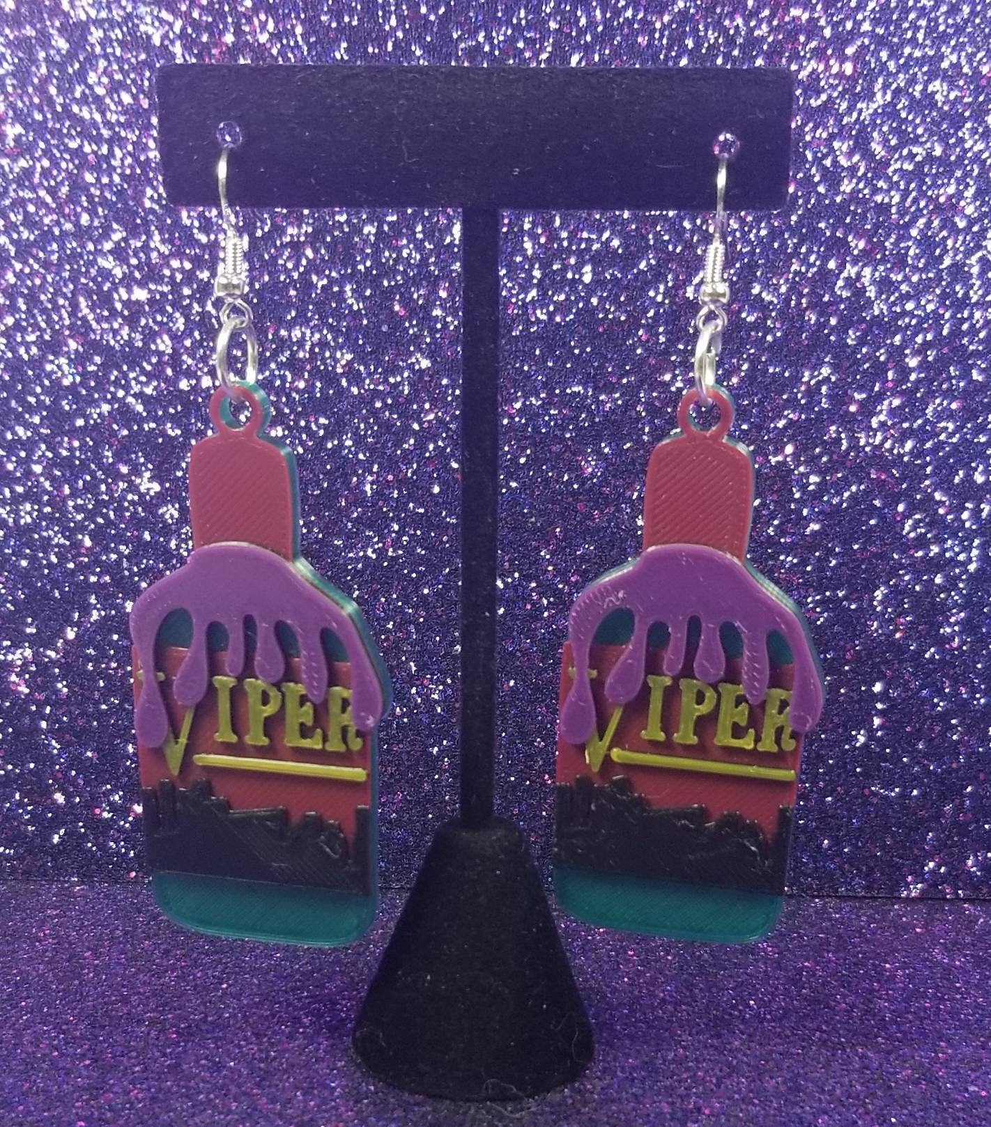 Viper Bottle Horror Movie Statement Earrings 3D Printed
