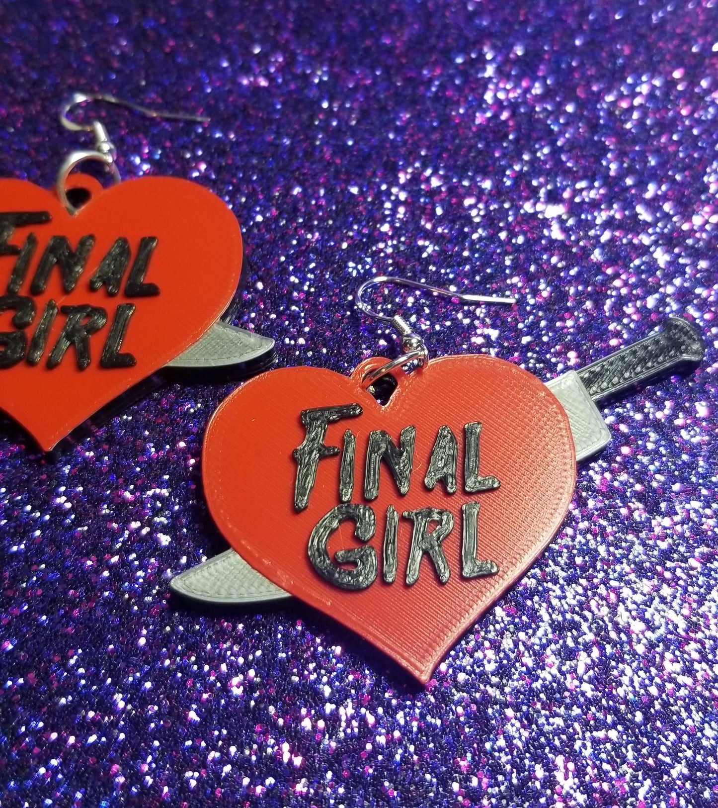 Final Girl Friday Statement Earrings 3D Printed