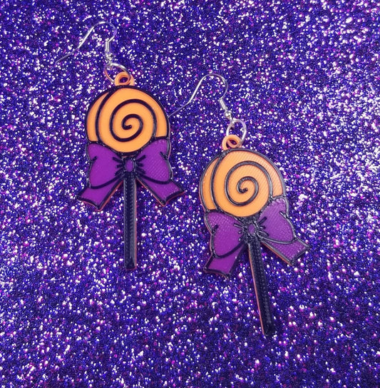 Halloween Lollipop Statement Earrings 3D Printed