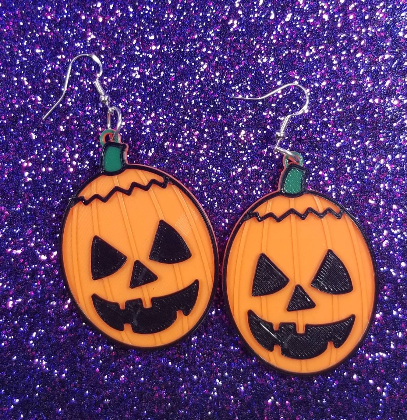 Pumpkin Mask Horror Movie Statement Earrings 3D Printed