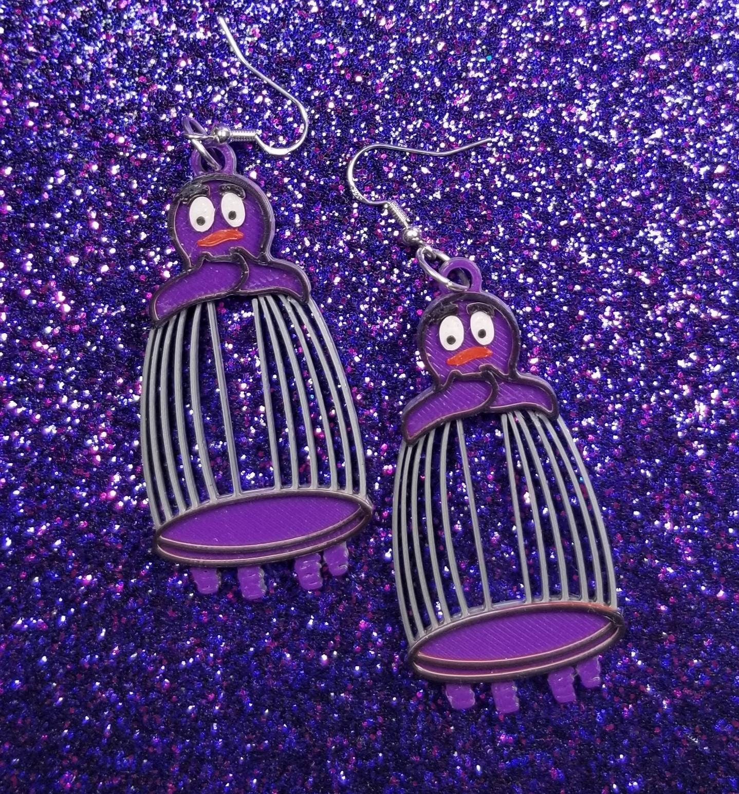 Playground Cage Statement Earrings 3D Printed