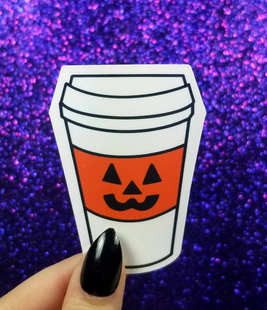 Pumpkin Spice Latte Halloween Fall Sticker 2x3.5"