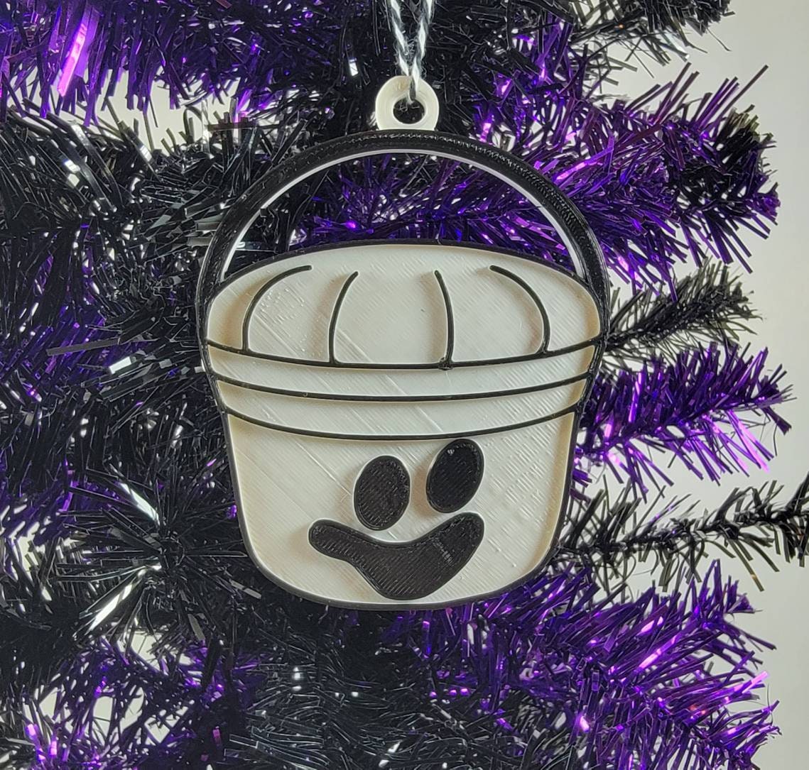 Halloween Ghost Bucket 3D Printed Spooky Christmas Ornament