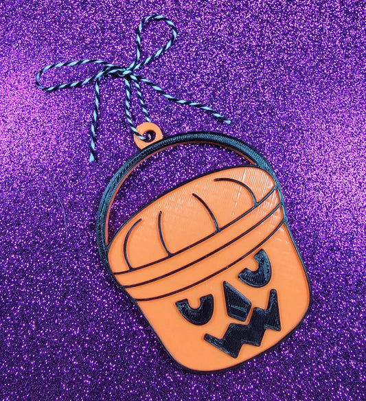 Halloween Pumpkin Bucket 3D Printed Spooky Christmas Ornament
