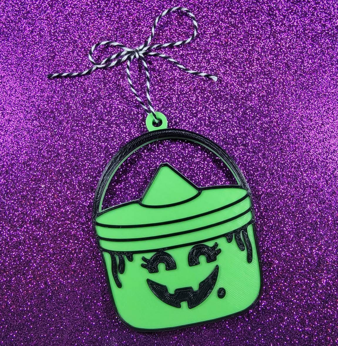 Halloween Witch Bucket 3D Printed Spooky Christmas Ornament