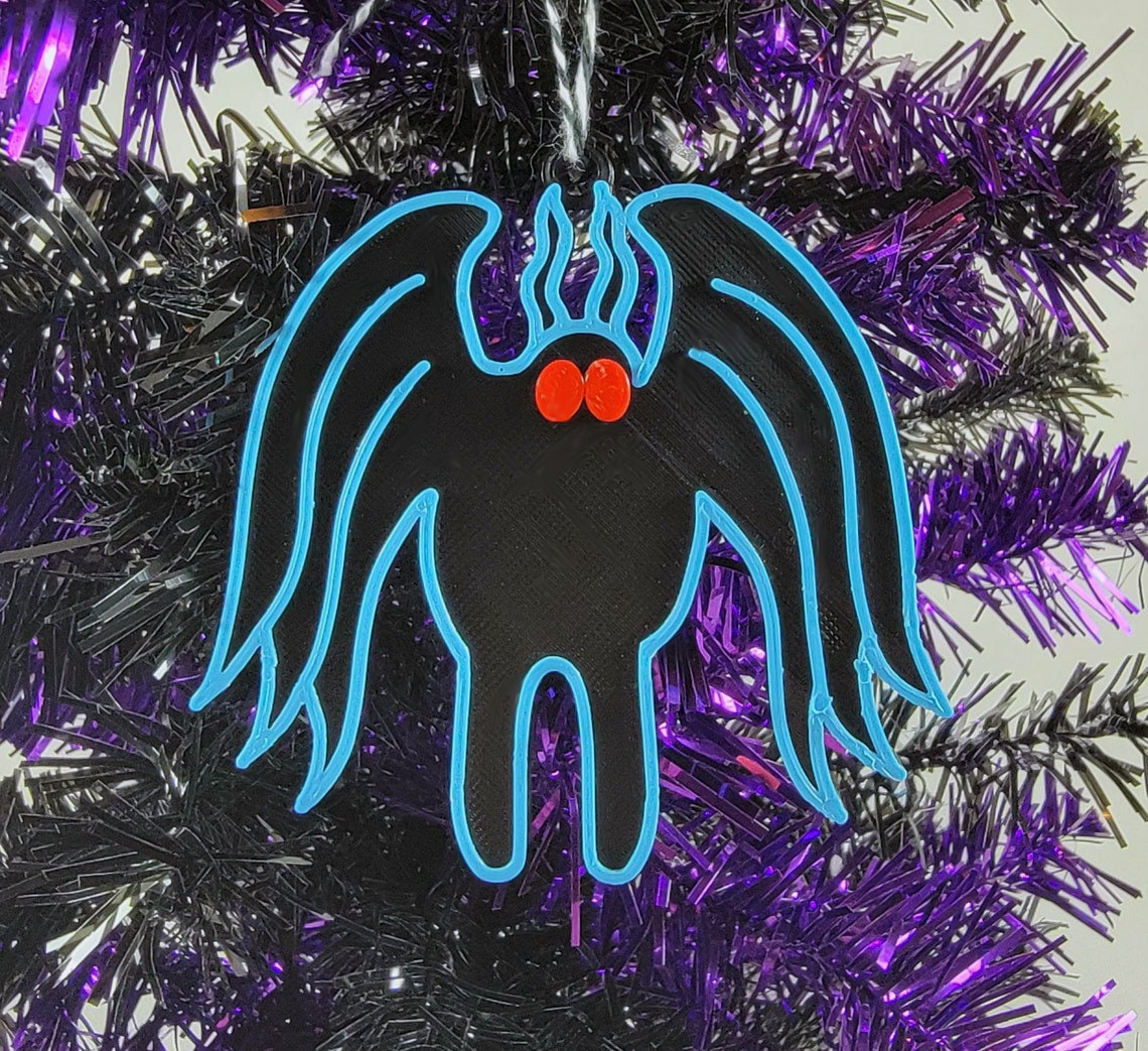 Mothman 3D Printed Cryptid Spooky Christmas Ornament