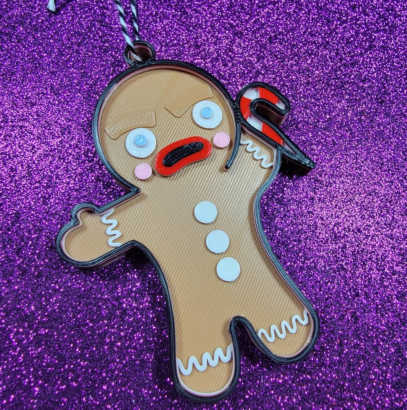Evil Gingerbread Man 3D Printed Spooky Christmas Ornament