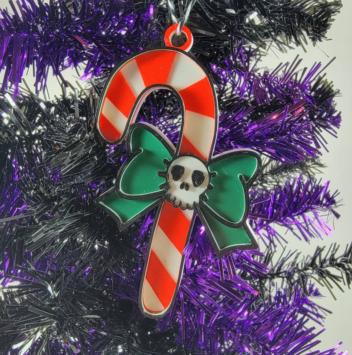 Spooky Candy Cane 3D Printed Christmas Ornament