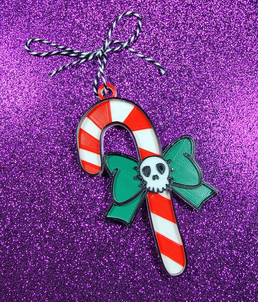 Spooky Candy Cane 3D Printed Christmas Ornament