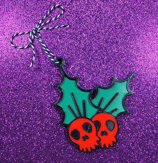 Spooky Holly 3D Printed Christmas Ornament