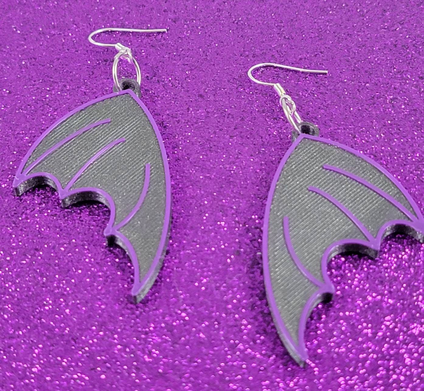 Batwing Statement Earrings 3D Printed