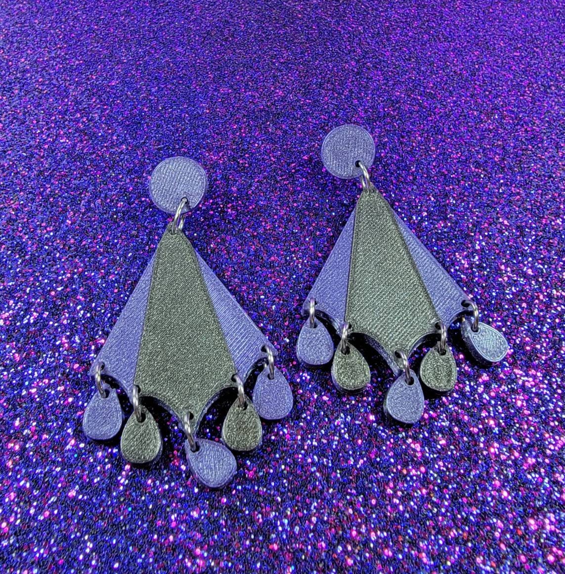 Goth Deco Statement Earrings 3D Printed