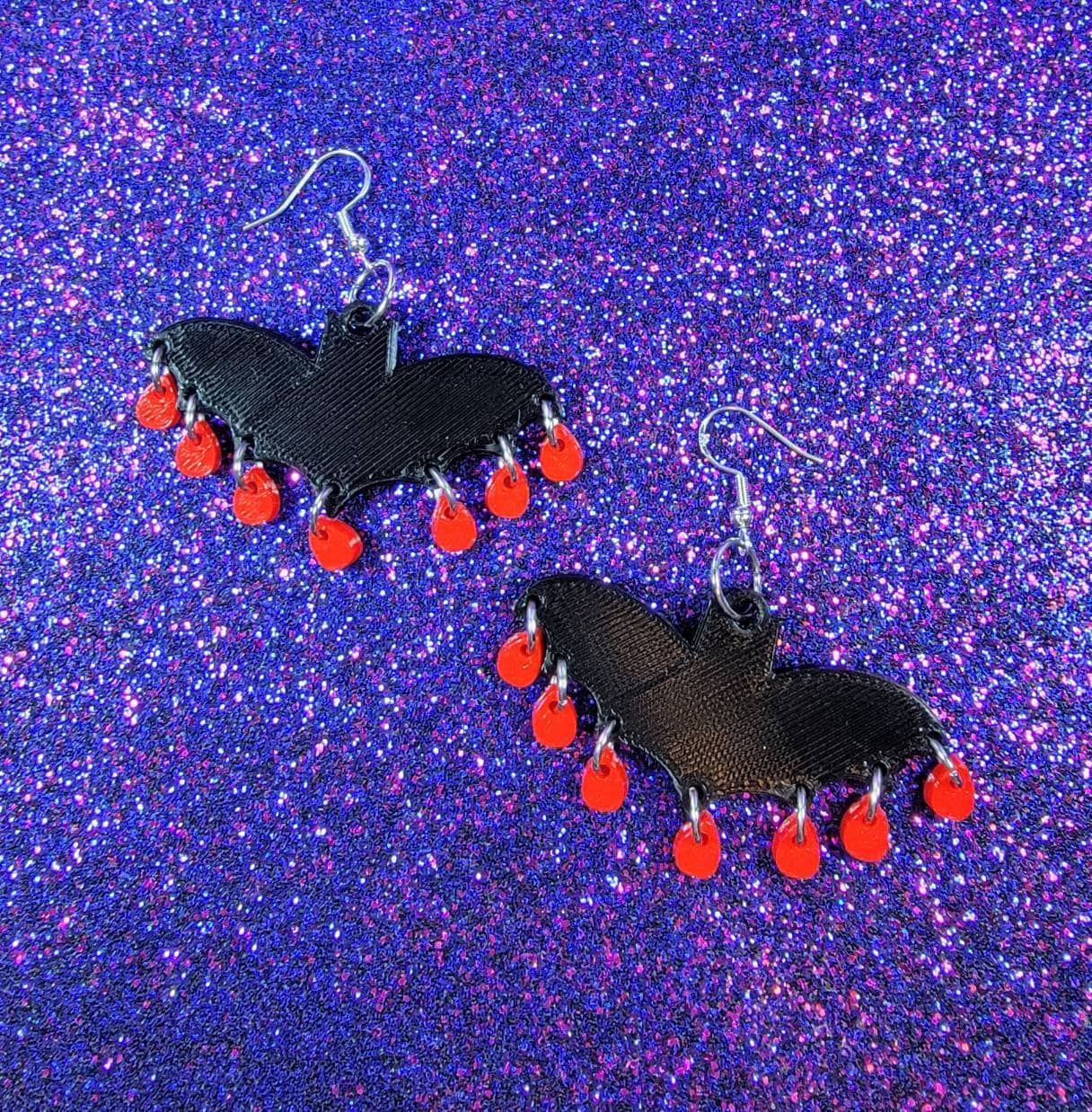 Bat Drip Statement Earrings 3D Printed