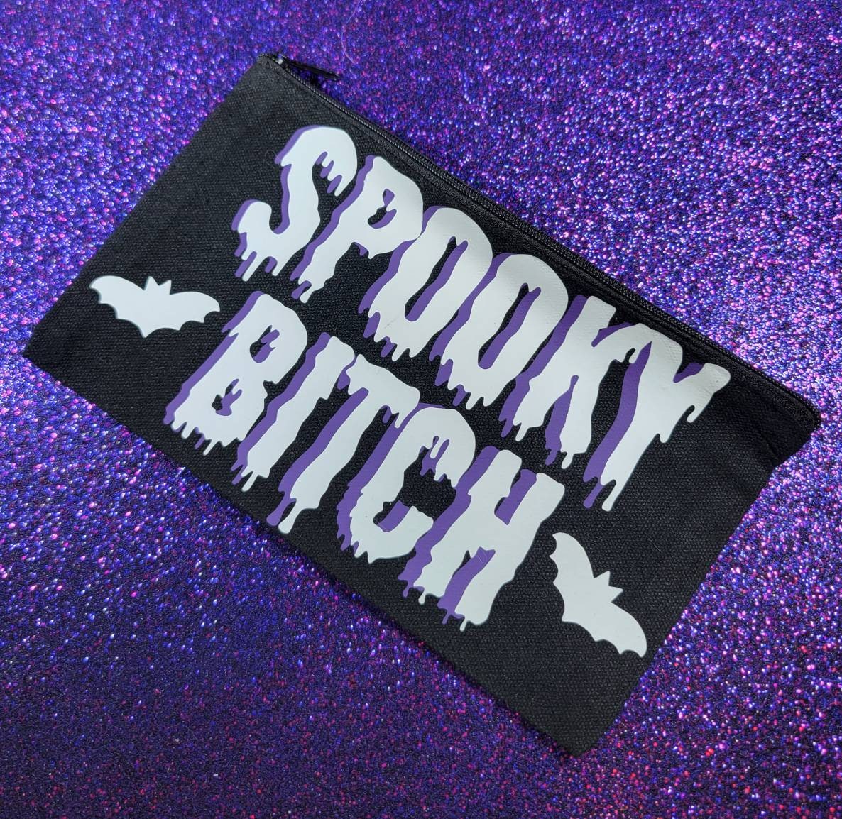 Spooky Bitch Zippered Pouch, Makeup Bag, Pencil Case 4.8"x8.4"