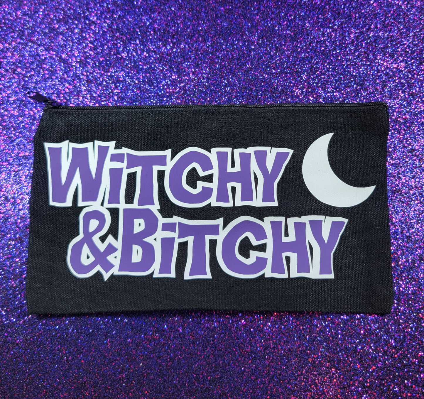 Witchy and Bitchy Zippered Pouch, Makeup Bag, Pencil Case 4.8"x8.4"
