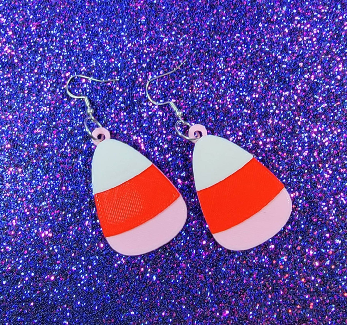 Valentines Day Candy Corn Earrings 3D Printed